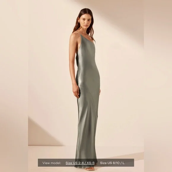 Shona Joy | Dresses | La Lune One Shoulder Cowl Back Maxi Dress Sage |  Poshmark